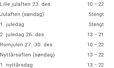 Egon avvikende åpningstider i desember